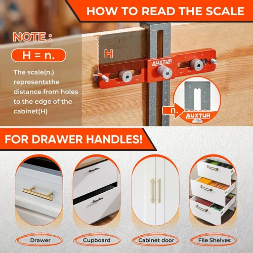Vista 6 de Plantilla de hardware para gabinete con lápiz de agujero profundo, herramienta de plantilla de mango de gabinete ajustable con orificio