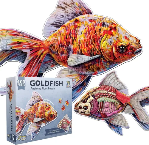 Vista 10 de Bullfrog - Rompecabezas de piso de anatomía animal Rompecabezas de 100 piezas de doble cara Ilustración científicamente precisa de rana de gran