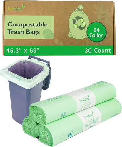 Vista 9 de bioMat Bolsas de basura compostables de 3 galones, 125 unidades, pequeños forros de basura de comida de cocina, certificado BPI, CMA y OK Compost