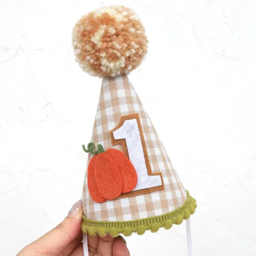 Vista 8 de Sombrero de calabaza para el primer cumpleaños para niños, decoración de primer cumpleaños de otoño, sombrero de primer cumpleaños, decoración