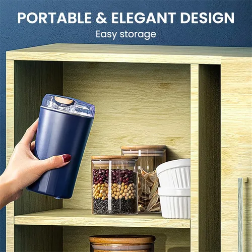 Vista 2 de Molinillo de café de 200 W, molinillo de café eléctrico, molinillo de especias eléctrico, molinillo de grano de café con un solo toque para hierbas