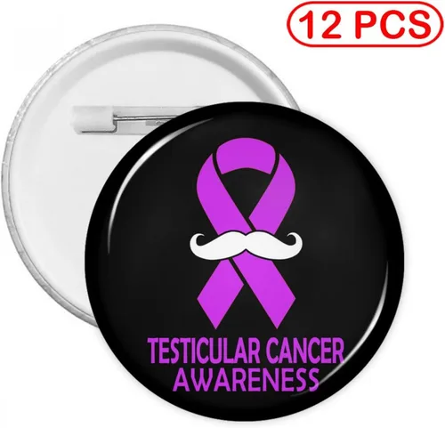 Vista 2 de Insignia de concientización sobre el cáncer testicular, alfileres redondos con forma de círculo, broches para ropa, sombreros, accesorios