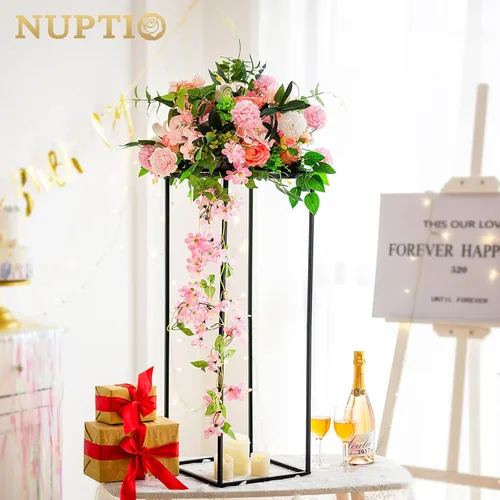 Vista 2 de Nuptio Jarrones negros - 10 piezas, 31.5 pulgadas de alto para centros de mesa de boda y fiesta