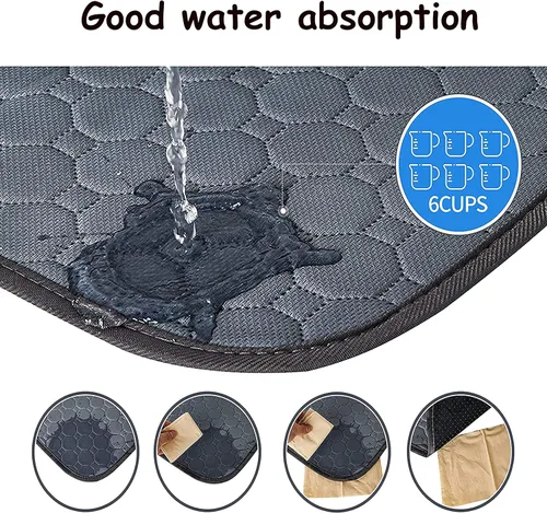 Vista 5 de Almohadilla lavable para orina de perro, 18 x 24 pies, impermeable, antideslizante, para perros y gatos, secado rápido, a prueba de fugas