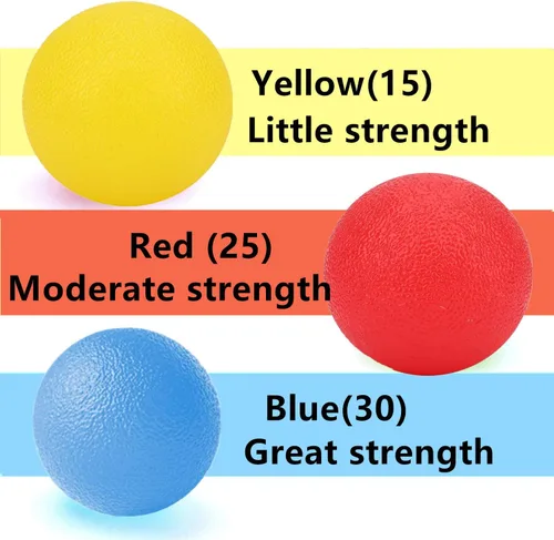 Vista 3 de 3 pelotas de ejercicio de mano de terapia física, bolas de alivio de estrés para adultos, kits de bolas para apretar músculos de la mano, dedos