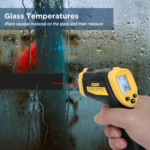 Vista 6 de Sanliang Termómetro infrarrojo láser pistola de temperatura -58℉ a 1112℉ con emisividad ajustable y medida máxima y mínima Termómetro láser digital