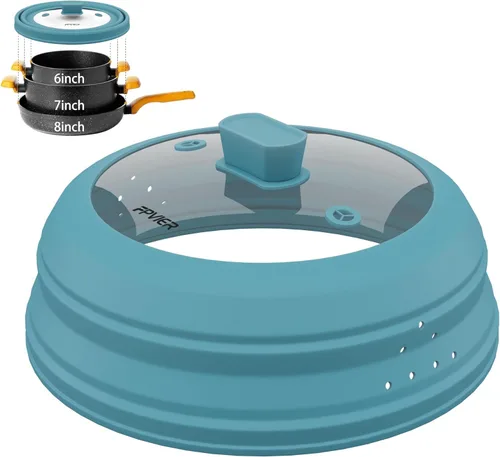 Vista 13 de Cubierta para salpicaduras de microondas, cubierta plegable de silicona para placa de microondas con vidrio para tapa protectora de salpicaduras