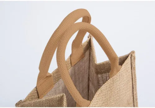 Vista 3 de Bolsa de arpillera - Bolsas de yute natural con asas, bolsas de regalo de yute, bolsa de comestibles reutilizable para compras, dama de honor