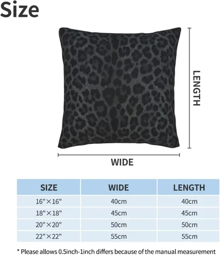 Vista 2 de Fiokroo Black Leopard Throw Pillow Covers Set of 2 Pillow Cushion Cases Square Pillowcases for Sofa Bedroom Living Room Car, 16 X 16 Inch