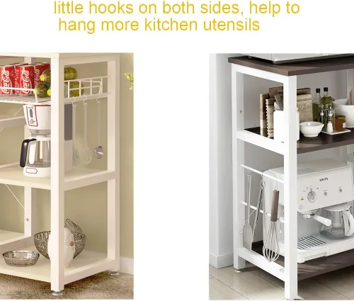 Vista 4 de SogesHome Estante de 4 niveles para microondas, estante organizador de almacenamiento de cocina, aperitivo de café para el hogar, cocina, sala