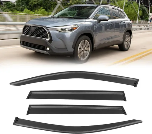 Vista 46 de Visor de ventana para Toyota Tacoma de cabina doble 2005-2015, protectores de lluvia de canal abierto, deflector de ventilación, protector solar