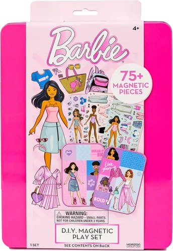 Barbie D.I.Y. Juego magnético de 75 piezas, 3 muñecas magnéticas, manualidades para niños de 4 a 8 años, regalos de cumpleaños para niñas de 4 años,
