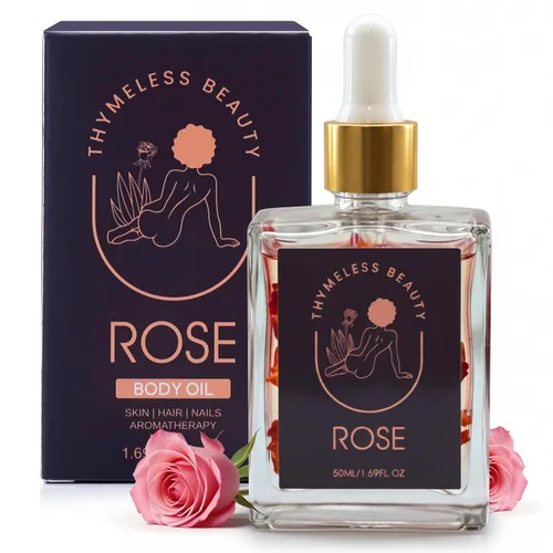 Lujoso aceite corporal de rosa con pétalos de rosa reales, ligero, hidratante, aroma floral de larga duración, aceite de rosa prémium para cara,