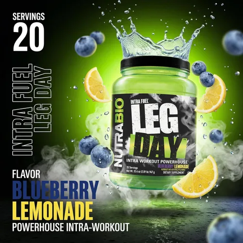 Vista 3 de NutraBio Leg Day Intra Workout Powder - Suplemento avanzado de carbohidratos con dextrina en racimo y electrolitos - Polvo de carbohidratos