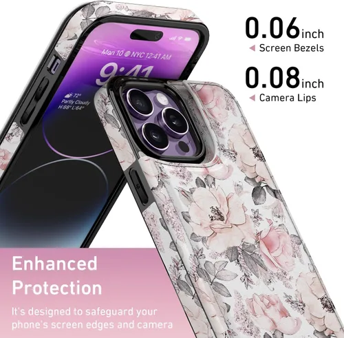 Vista 217 de LETO para iPhone 15 Pro Funda tipo cartera - Tapa tipo folio con patada - Diseños de moda - Tarjetero - Funda protectora para mujeres y niñas - 6.1