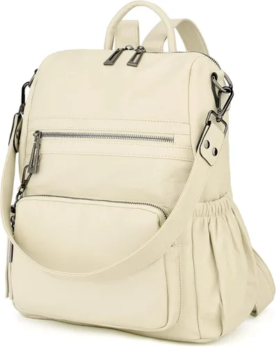 Vista 5 de UTO Mochila de cuero vegano para mujer, diseño de moda, convertible con borla, para viajes, con borla