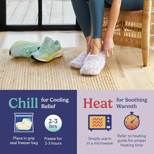 Vista 5 de warmies Pantuflas de casa aptas para microondas para mujer, pantuflas de interior de felpa, suaves y peludas con espalda y suela de espuma