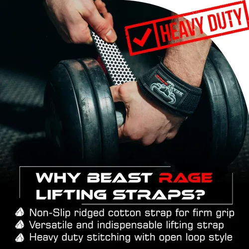 Vista 8 de BEAST RAGE Correas de muñeca de levantamiento para levantamiento de pesas, correas de levantamiento de pesas, agarre de gimnasio, entrenamientos