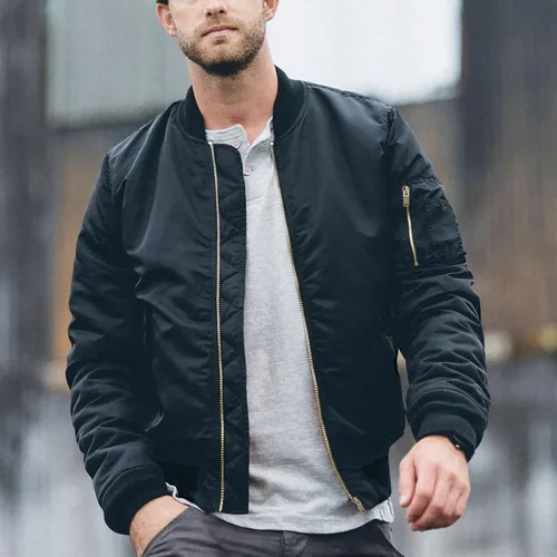 Vista 2 de TACVASEN - Chaquetas de hombre. Chaqueta bomber de otoño e invierno, acolchada, con cremallera completa, cálida, de estilo casual
