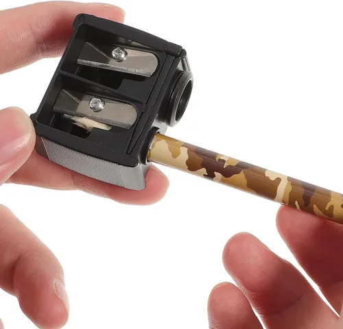 Vista 5 de Lurrose Sacapuntas de lápices duales, sacapuntas de cejas, sacapuntas de maquillaje manual para delineador de labios, lápices de cejas