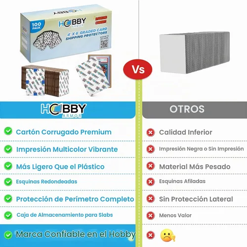 Vista 5 de Hobby Armor - Paquete de 100 protectores de envío de tarjetas coleccionables graduadas, 4 x 6 pulgadas con esquinas redondeadas, protector