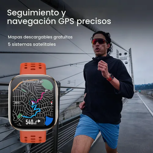Vista 4 de Amazfit Bip 6 - Reloj inteligente de 46mm, batería de 14 días, pantalla AMOLED de 1.97 pulgadas, GPS y mapas gratuitos, AI, llamada y mensaje