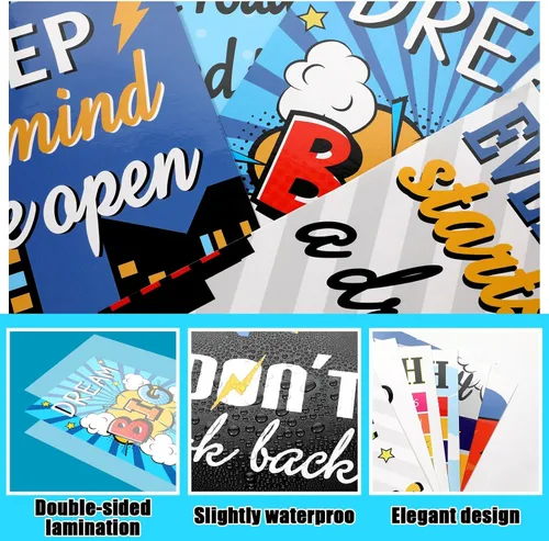 Vista 3 de ZOIIWA 12 pósteres con cita inspiradora de héroe temático, decoración de aula con temática de héroe, juego de recortes motivacionales de mentalidad