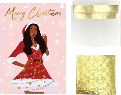 Vista 23 de African American Expressions - Juego de tarjetas navideñas en relieve en caja - Diseños de temporada inspiradores - Juego de 15 (5x7) tarjetas