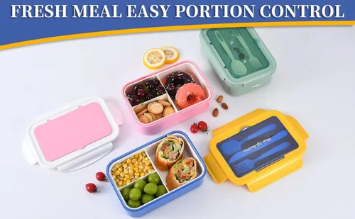 Vista 7 de UPTRUST Contenedor de almuerzo Bento para niños y adultos con 3 compartimentos. A prueba de fugas, apto para microondas y lavavajillas, saludable