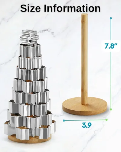 Vista 4 de Juego de Cortadores de Galletas de Copo de Nieve, 9 PCS Moldes de Galletas en Forma de Copo de Nieve, Galletas de Árbol de Navidad 3D con Exhibidor