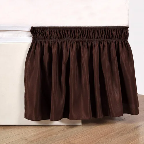 Vista 4 de Elegant Decor Lujosa falda de cama sólida con volantes de 650 hilos, 100% algodón egipcio, volantes elásticos para el polvo, ajuste fácil