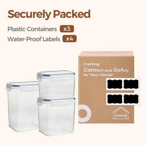 Vista 8 de ComSaf Juego de contenedores de almacenamiento de alimentos con tapas de 3 (2L/2.1Qt) (1.4L/1.5Qt) (0.8L/0.8Qt), contenedor hermético