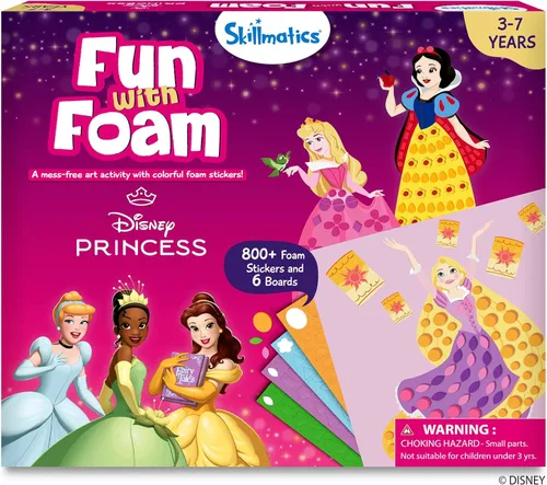 Skillmatics Arte de calcomanías de espuma – Disney Princess, más de 800 calcomanías de espuma 3D, diversión sin desorden para niños, kits de