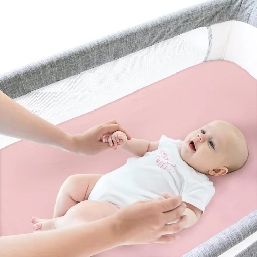 Vista 6 de Sábanas de moisés que se ajustan a Dream On Me Traveler/Skylar/Waves Moisés Cuna Lateral, 100% Algodón, Paquete de 2, Sábana de Moisés Ultra Suave