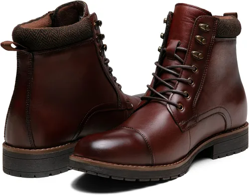Vista 4 de Vostey Botas para hombre, botas casuales de motocicleta para hombre, botas chukka impermeables para hombre