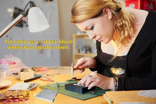 Vista 4 de HimaPro Yunque cuadrado plano de acero cromado de 3 pulgadas con bloque de goma de 4 pulgadas, una gran herramienta para la fabricación de joyas