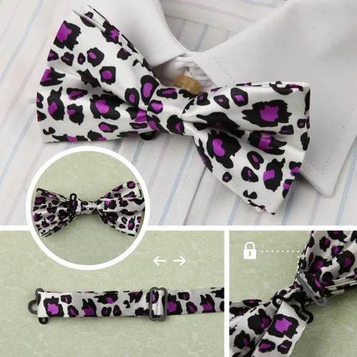 Vista 7 de Dan Smith Silk Blend Bowties For Men 25.6"-Neck-Size Clip-On Adjustable Bundle Pre-Tied Bowties