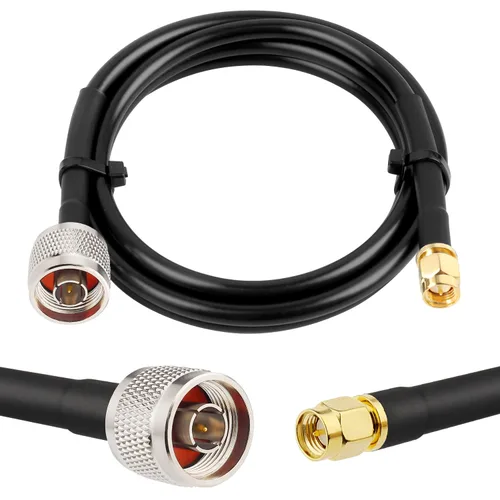 Vista 8 de MOOKEERF 2 piezas de cable N macho a SMA macho 1 pie, cable SMA a N de 50 ohmios de baja pérdida ultra KMR240 coaxial para enrutador WiFi, receptor