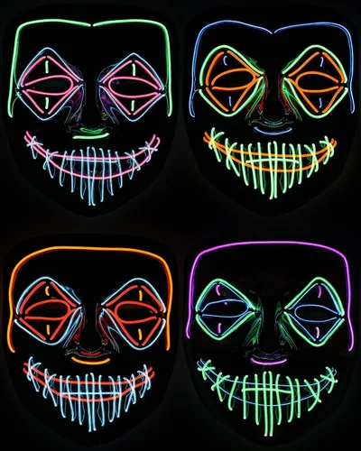 Vista 9 de Vinsot 4 piezas de máscara LED de Halloween aterradora Un solo color.