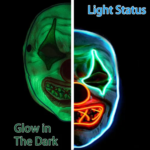 Vista 2 de Halloween Mask, Light Up Led Mask, Scary Masks, Masquerade Cosplay Costume Latex Decorative for Men Women