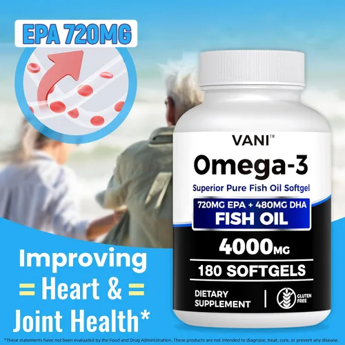 Vista 4 de Aceite de pescado Omega 3 (4000 mg), 180 cápsulas blandas, suplementos de ácidos grasos Omega 3 con EPA y DHA para la salud del cerebro y el corazón*