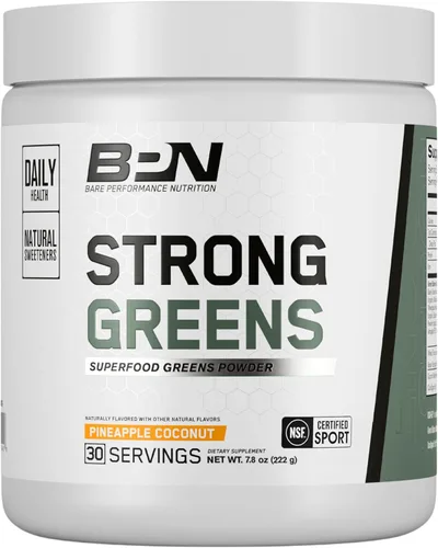 Vista 8 de BARE PERFORMANCE NUTRITION, BPN Strong Greens Superalimento en Polvo, Limón, 30 Porciones