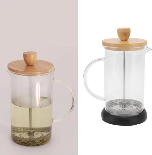 Vista 5 de flexman Cafetera de prensa francesa, vidrio de borosilicato de alta temperatura, acero inoxidable, prensa francesa para el hogar, oficina, al aire