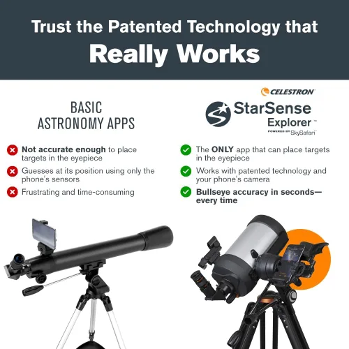Vista 8 de Celestron StarSense Explorer DX 5-pulgadas Telescopio Habilitado para Aplicaciones – 130mm Schmidt-Cassegrain con Base para Smartphone y Aplicación