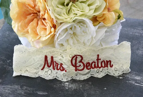 Vista 6 de Liga de boda para novias personalizada para novias ligas de novia sin cordones