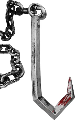 Vista 2 de Nicky Bigs Novelties Plastic Fake Butcher Hook Meat Hooks with Chain Weapons Halloween Horror Prop