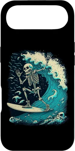 Vista 27 de Funda para iPhone 11 Pro con diseño de esqueleto de surf para colgar diez impresionantes calaveras onduladas