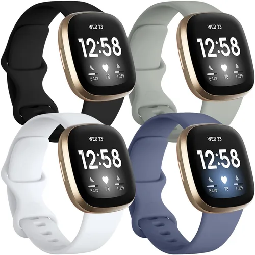 Vista 10 de Getino Compatible con Fitbit Sense 2/Sense Bands/Versa 4/Versa 3 bandas para mujeres y hombres, accesorios deportivos de silicona, banda para Fitbit