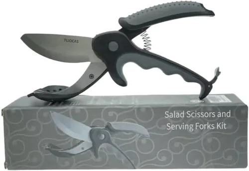 Vista 5 de Tijeras de ensalada de cocina con tenedores de ensalada para ensalada Chop n Mix, herramienta de corte de ensalada para cortar y tirar tijeras