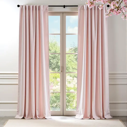 Vista 22 de Lazzzy - 2 paneles de cortinas opacas de terciopelo, con aislamiento térmico, muy suaves, lujosas, con bolsillo para cortinero, para dormitorio